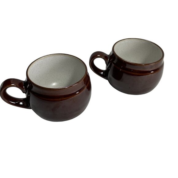 Vintage Noritake FolkStone Genuine Stoneware Set 2 Japan Coffee Tea Cups Mugs u - Picture 1 of 4